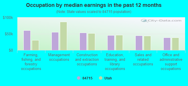 Occupation by median earnings in the past 12 months