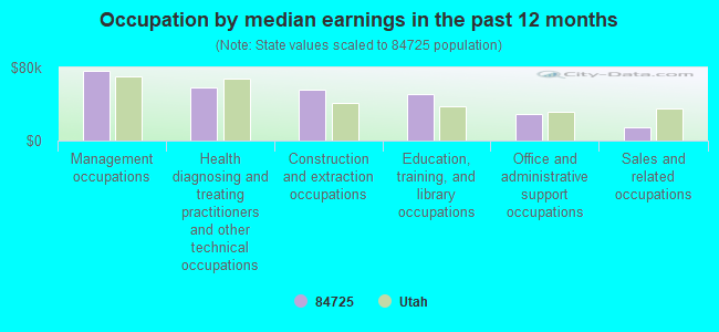 Occupation by median earnings in the past 12 months