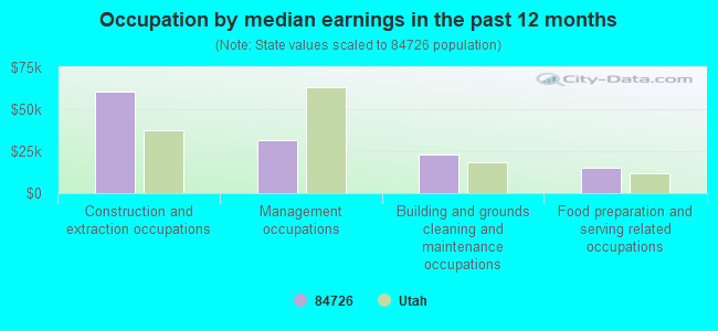 Occupation by median earnings in the past 12 months