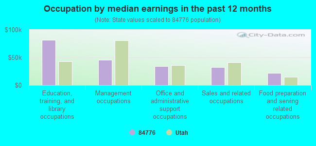 Occupation by median earnings in the past 12 months