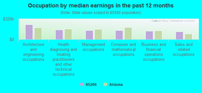 Occupation by median earnings in the past 12 months