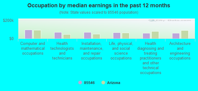 Occupation by median earnings in the past 12 months