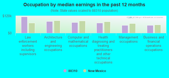 Occupation by median earnings in the past 12 months