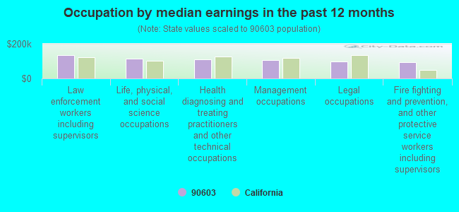 Occupation by median earnings in the past 12 months