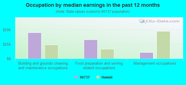 Occupation by median earnings in the past 12 months