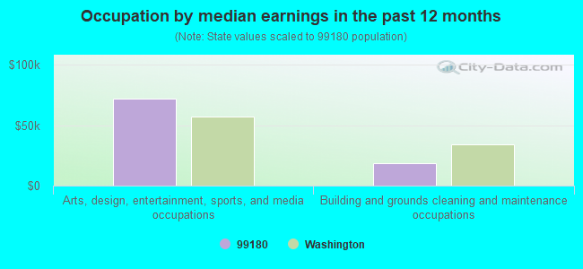 Occupation by median earnings in the past 12 months