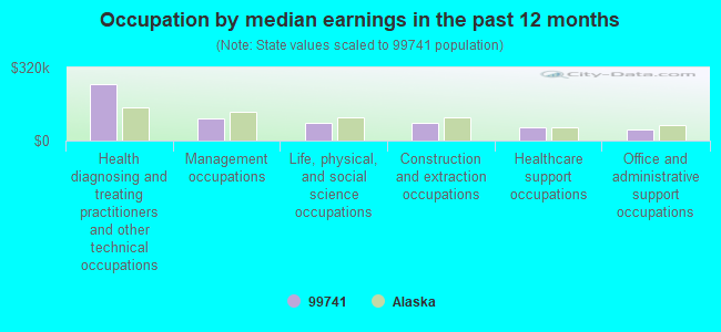 Occupation by median earnings in the past 12 months