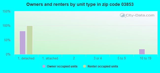 Owners and renters by unit type in zip code 03853