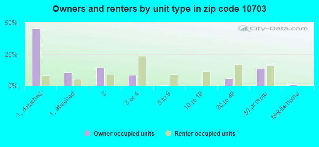 Owners and renters by unit type in zip code 10703