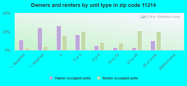 Owners and renters by unit type in zip code 11214