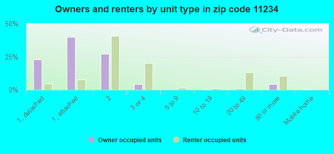 Owners and renters by unit type in zip code 11234