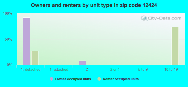 Owners and renters by unit type in zip code 12424