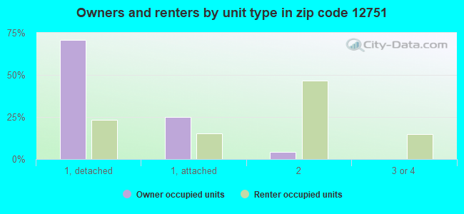 Owners and renters by unit type in zip code 12751