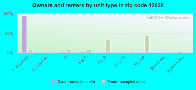 Owners and renters by unit type in zip code 12838