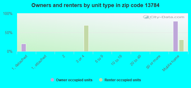 Owners and renters by unit type in zip code 13784