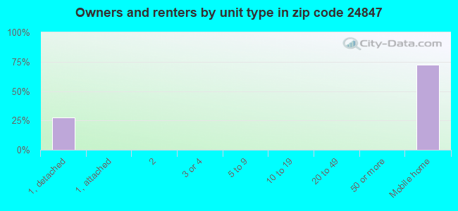 Owners and renters by unit type in zip code 24847