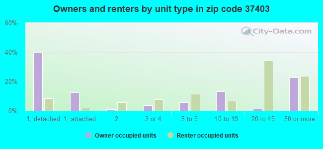 Owners and renters by unit type in zip code 37403