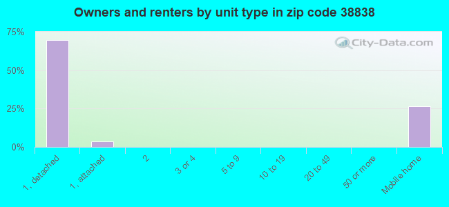 Owners and renters by unit type in zip code 38838