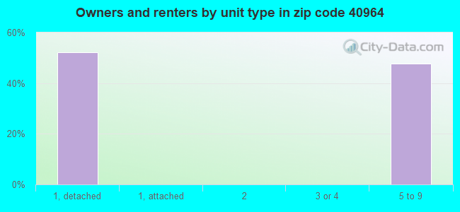 Owners and renters by unit type in zip code 40964