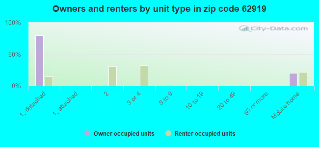 Owners and renters by unit type in zip code 62919