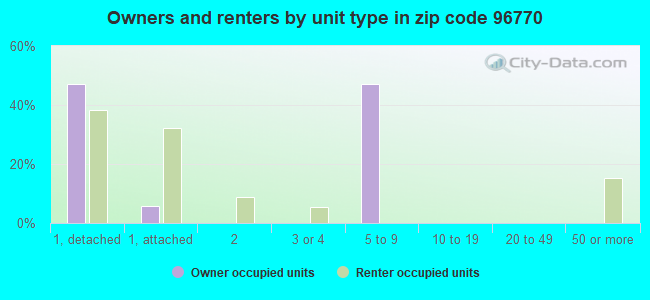 Owners and renters by unit type in zip code 96770