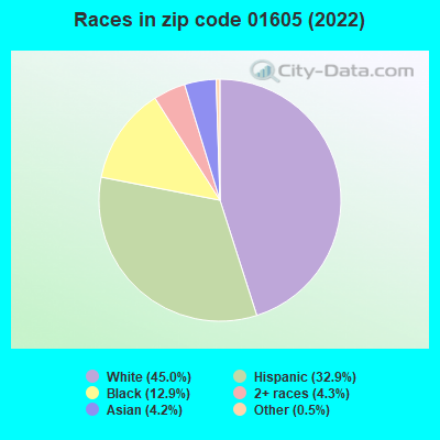 Races in zip code 01605 (2022)