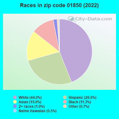 Races in zip code 01850 (2022)