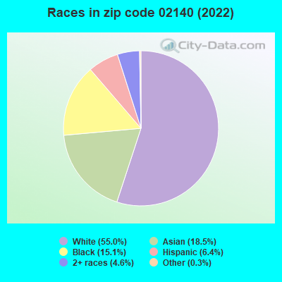 Races in zip code 02140 (2022)