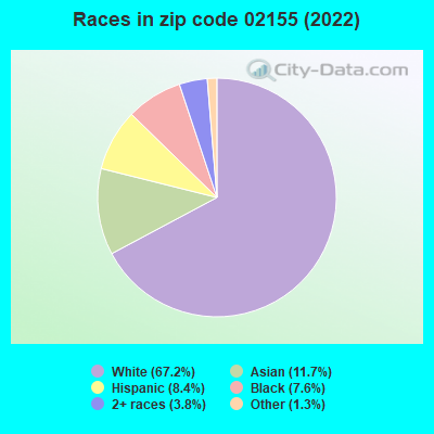 Races in zip code 02155 (2022)