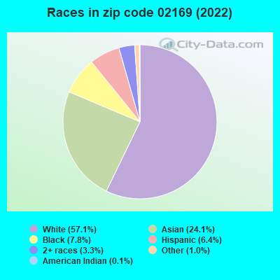 Races in zip code 02169 (2022)