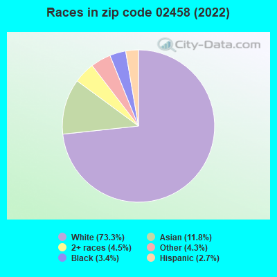 Races in zip code 02458 (2022)
