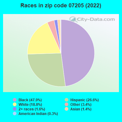 Races in zip code 07205 (2022)