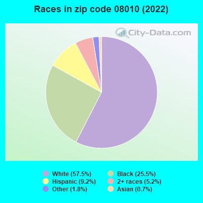Races in zip code 08010 (2022)