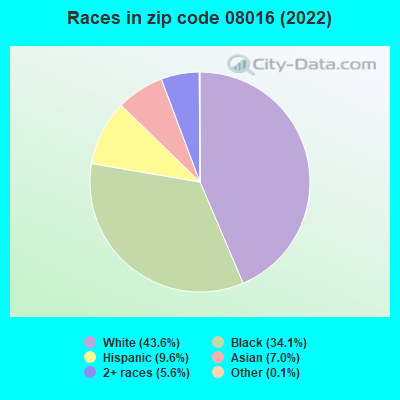 Races in zip code 08016 (2022)