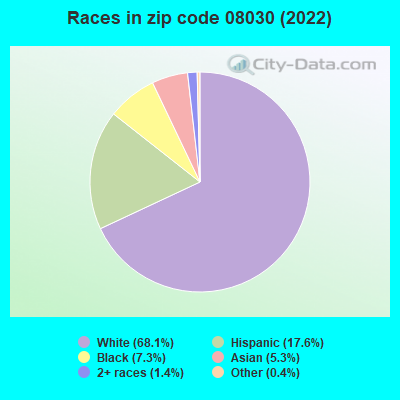 Races in zip code 08030 (2022)