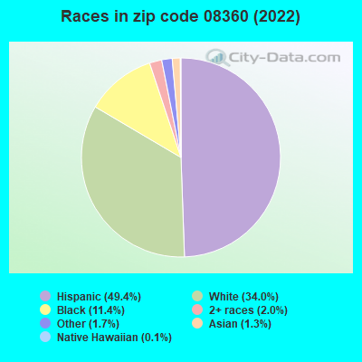 Races in zip code 08360 (2022)