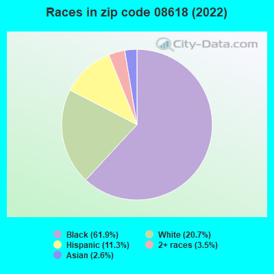 Races in zip code 08618 (2022)