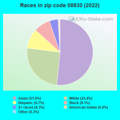 Races in zip code 08830 (2022)
