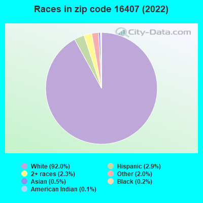 Races in zip code 16407 (2022)