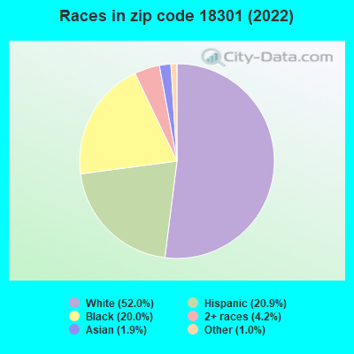 Races in zip code 18301 (2022)