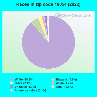 Races in zip code 19054 (2022)