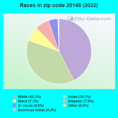 Races in zip code 20148 (2022)
