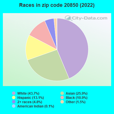 Races in zip code 20850 (2022)