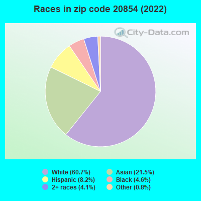 Races in zip code 20854 (2022)