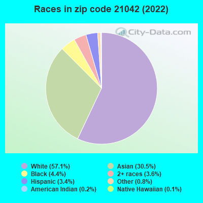 Races in zip code 21042 (2022)