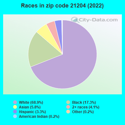 Races in zip code 21204 (2022)