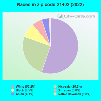 Races in zip code 21402 (2022)