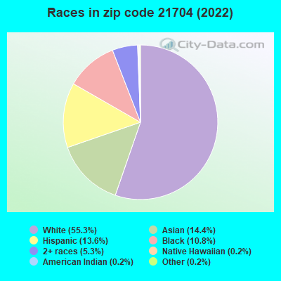 Races in zip code 21704 (2022)