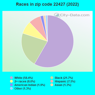Races in zip code 22427 (2022)