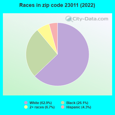 Races in zip code 23011 (2022)